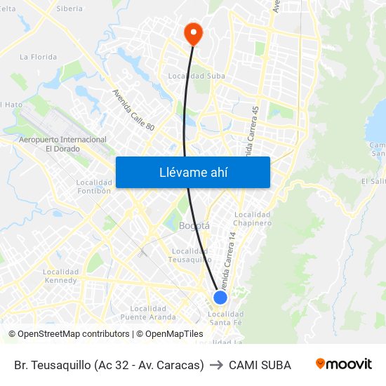 Br. Teusaquillo (Ac 32 - Av. Caracas) to CAMI SUBA map