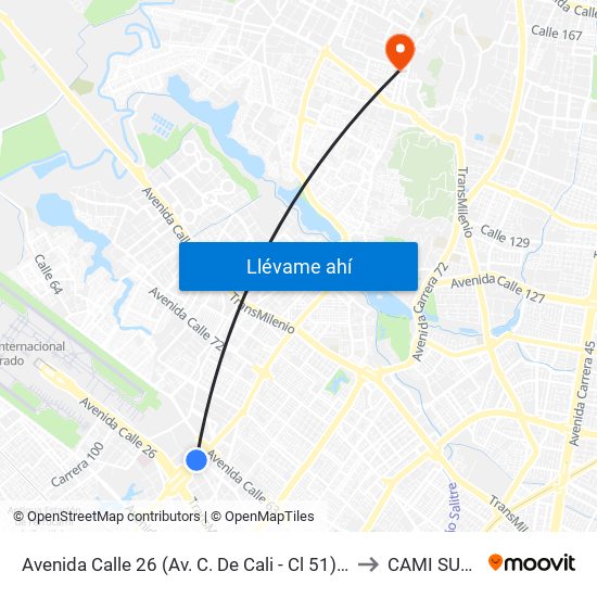 Avenida Calle 26 (Av. C. De Cali - Cl 51) (A) to CAMI SUBA map