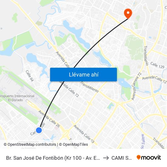 Br. San José De Fontibón (Kr 100 - Av. Esperanza) to CAMI SUBA map
