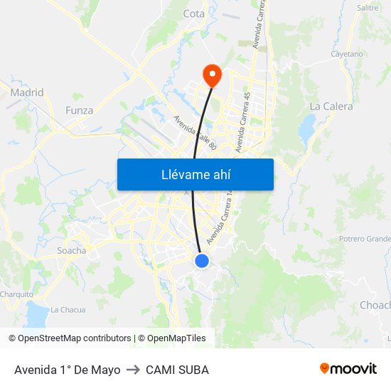 Avenida 1° De Mayo to CAMI SUBA map