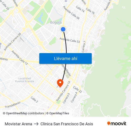 Movistar Arena to Clínica San Francisco De Asis map