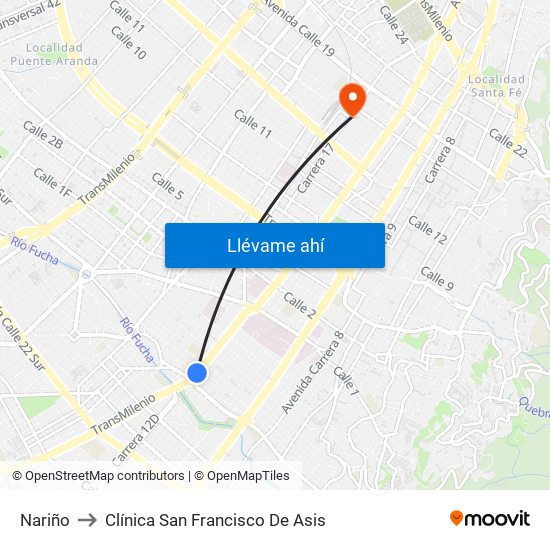 Nariño to Clínica San Francisco De Asis map
