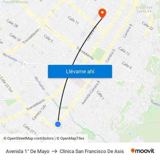 Avenida 1° De Mayo to Clínica San Francisco De Asis map