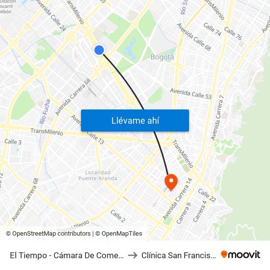 El Tiempo - Cámara De Comercio De Bogotá to Clínica San Francisco De Asis map