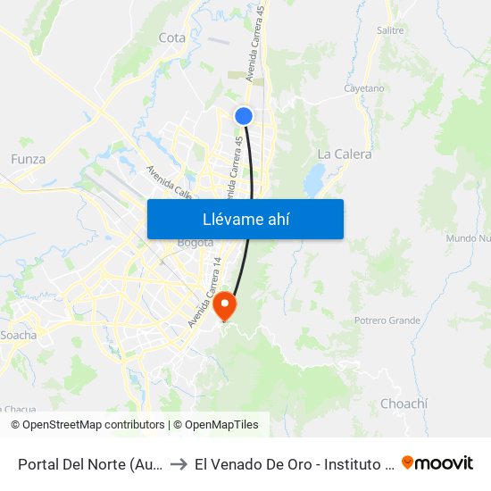 Portal Del Norte (Auto Norte - Cl 174a) to El Venado De Oro - Instituto Alexander Von Humboldt map