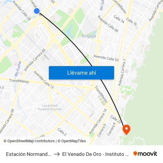 Estación Normandía (Ac 26 - Kr 74) to El Venado De Oro - Instituto Alexander Von Humboldt map