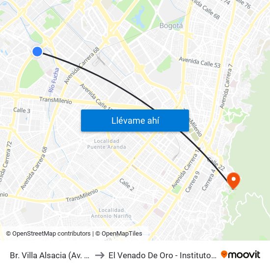 Br. Villa Alsacia (Av. Boyacá - Cl 12a) (A) to El Venado De Oro - Instituto Alexander Von Humboldt map