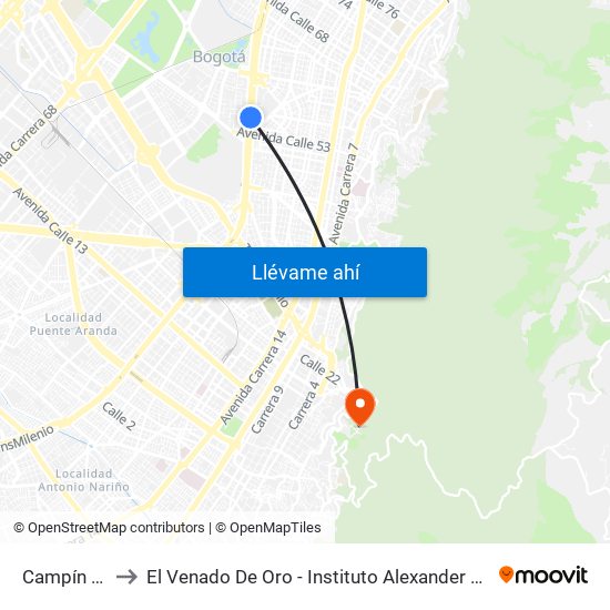 Campín - Uan to El Venado De Oro - Instituto Alexander Von Humboldt map