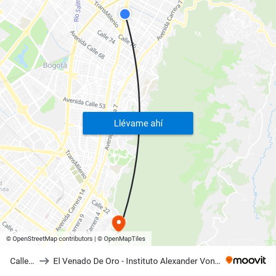 Calle 85 to El Venado De Oro - Instituto Alexander Von Humboldt map
