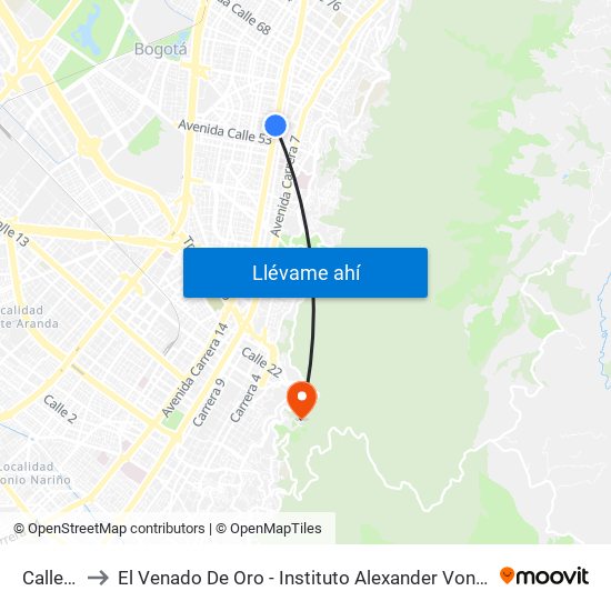 Calle 57 to El Venado De Oro - Instituto Alexander Von Humboldt map