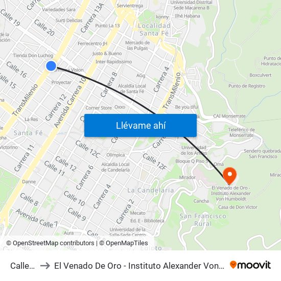 Calle 19 to El Venado De Oro - Instituto Alexander Von Humboldt map