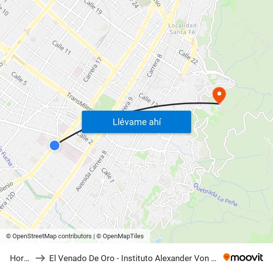 Hortua to El Venado De Oro - Instituto Alexander Von Humboldt map