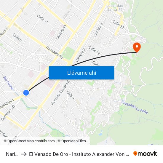 Nariño to El Venado De Oro - Instituto Alexander Von Humboldt map
