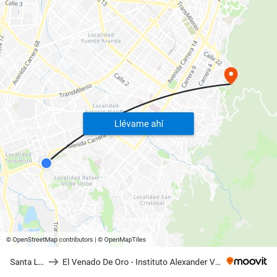 Santa Lucía to El Venado De Oro - Instituto Alexander Von Humboldt map