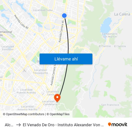 Alcalá to El Venado De Oro - Instituto Alexander Von Humboldt map