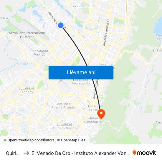 Quirigua to El Venado De Oro - Instituto Alexander Von Humboldt map