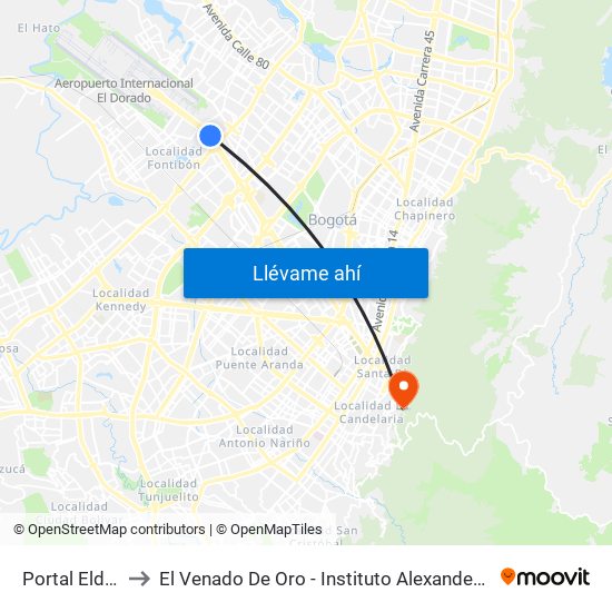 Portal Eldorado to El Venado De Oro - Instituto Alexander Von Humboldt map