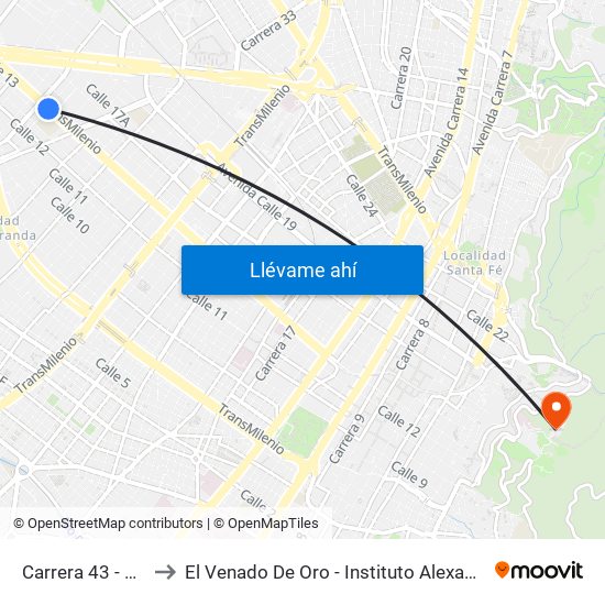 Carrera 43 - Comapan to El Venado De Oro - Instituto Alexander Von Humboldt map