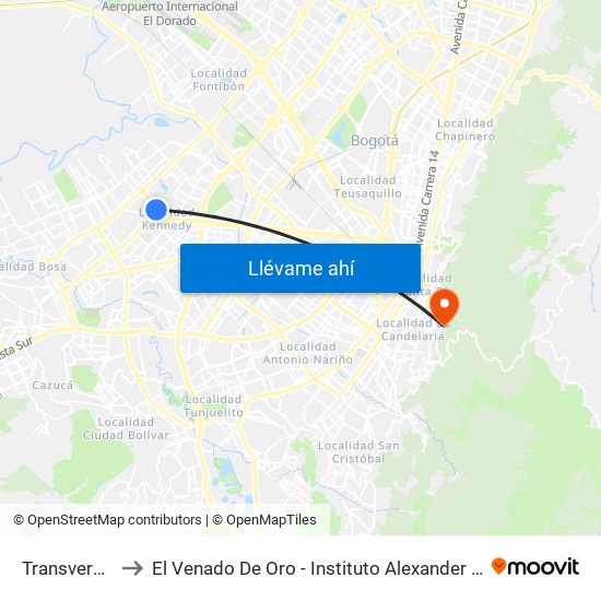 Transversal 86 to El Venado De Oro - Instituto Alexander Von Humboldt map