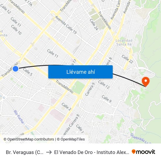 Br. Veraguas (Cl 3 - Kr 29a) to El Venado De Oro - Instituto Alexander Von Humboldt map
