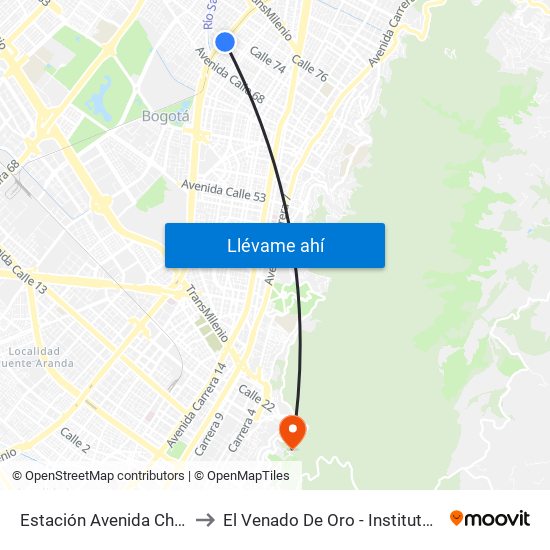 Estación Avenida Chile (Av. NQS - Cl 71c) to El Venado De Oro - Instituto Alexander Von Humboldt map