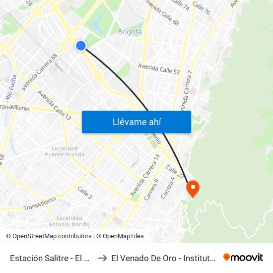 Estación Salitre - El Greco (Ac 26 - Ak 68) to El Venado De Oro - Instituto Alexander Von Humboldt map