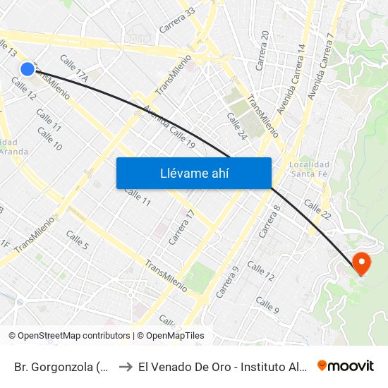 Br. Gorgonzola (Kr 43 - Cl 12b) to El Venado De Oro - Instituto Alexander Von Humboldt map