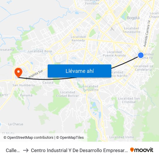 Calle 22 to Centro Industrial Y De Desarrollo Empresarial (Sena) map