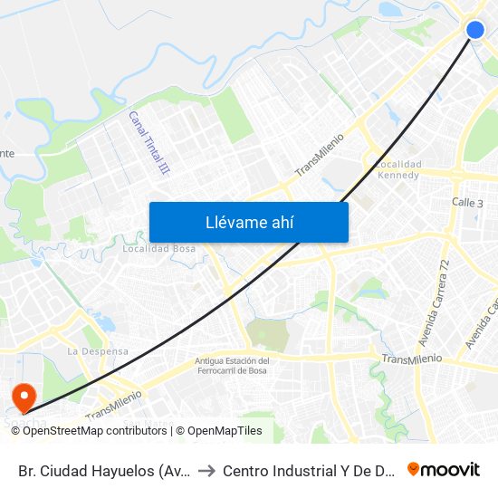 Br. Ciudad Hayuelos (Av. Centenario - Av. C. De Cali) to Centro Industrial Y De Desarrollo Empresarial (Sena) map