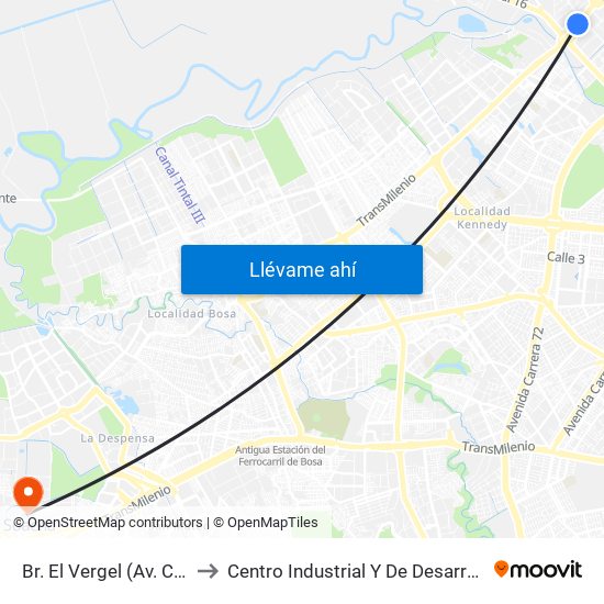 Br. El Vergel (Av. C. De Cali - Cl 18) to Centro Industrial Y De Desarrollo Empresarial (Sena) map