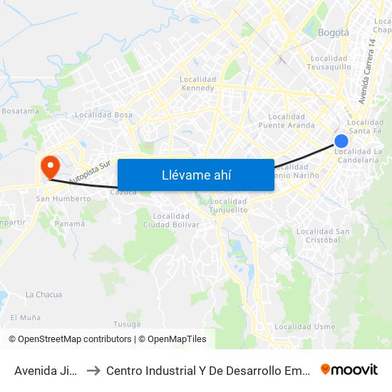 Avenida Jiménez to Centro Industrial Y De Desarrollo Empresarial (Sena) map