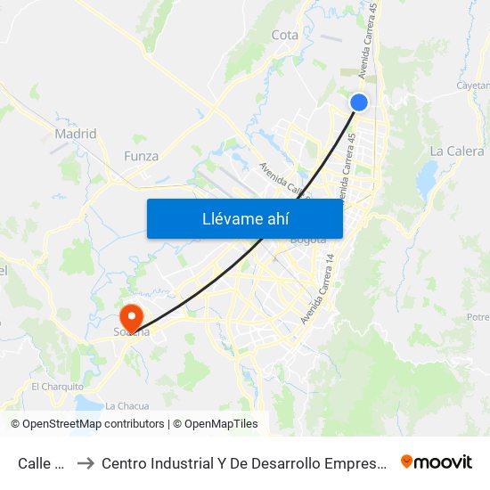 Calle 187 to Centro Industrial Y De Desarrollo Empresarial (Sena) map