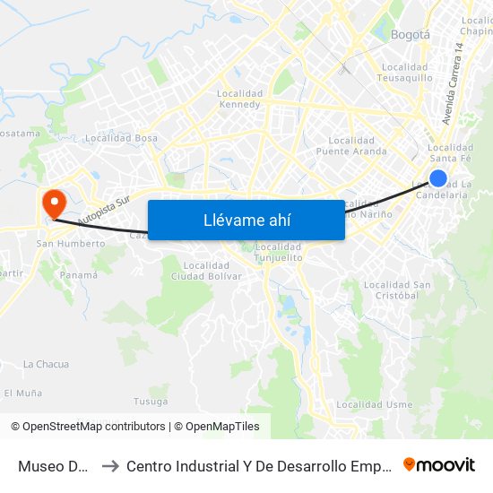 Museo Del Oro to Centro Industrial Y De Desarrollo Empresarial (Sena) map