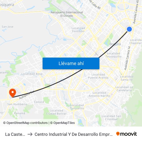 La Castellana to Centro Industrial Y De Desarrollo Empresarial (Sena) map