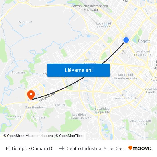 El Tiempo - Cámara De Comercio De Bogotá to Centro Industrial Y De Desarrollo Empresarial (Sena) map