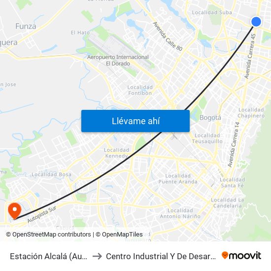 Estación Alcalá - Colegio Santo Tomás Dominicos (Auto Norte - Cl 136) to Centro Industrial Y De Desarrollo Empresarial (Sena) map