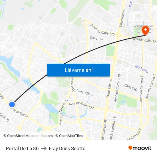 Portal De La 80 to Fray Duns Scotto map