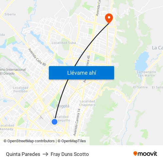 Quinta Paredes to Fray Duns Scotto map