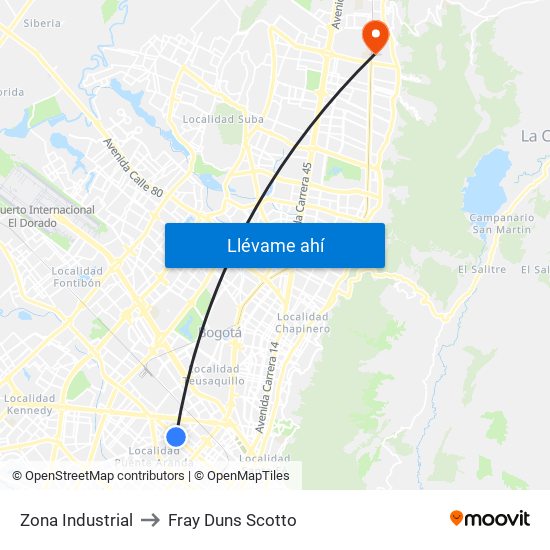 Zona Industrial to Fray Duns Scotto map