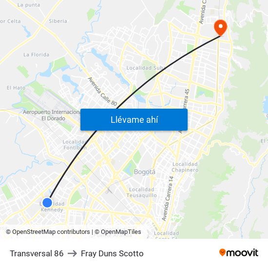 Transversal 86 to Fray Duns Scotto map