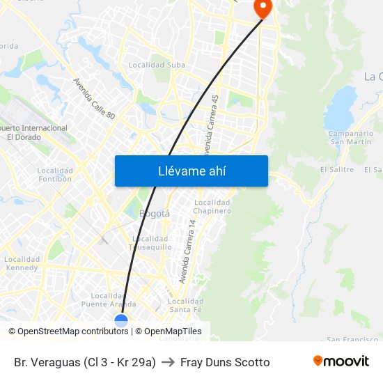 Br. Veraguas (Cl 3 - Kr 29a) to Fray Duns Scotto map