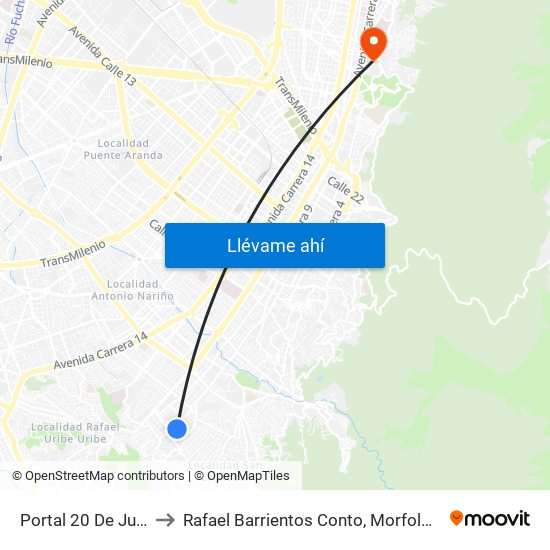 Portal 20 De Julio to Rafael Barrientos Conto, Morfologia map