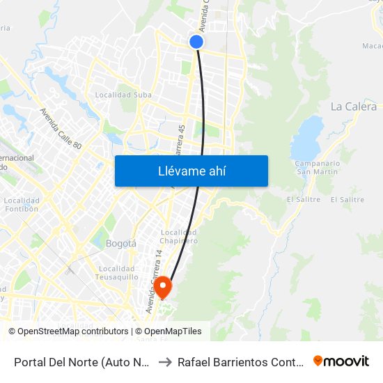 Portal Del Norte (Auto Norte - Cl 174a) to Rafael Barrientos Conto, Morfologia map