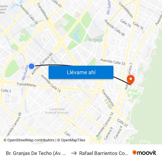 Br. Granjas De Techo (Av. Centenario - Kr 65) to Rafael Barrientos Conto, Morfologia map