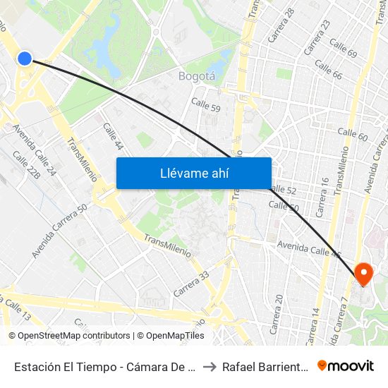 Estación El Tiempo - Cámara De Comercio De Bogotá (Ac 26 - Kr 68b Bis) to Rafael Barrientos Conto, Morfologia map