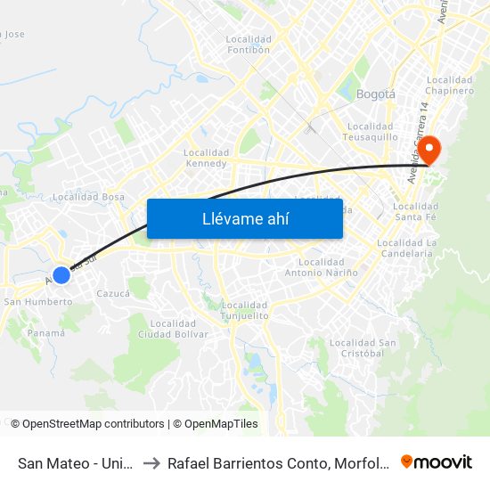 San Mateo - Unisur to Rafael Barrientos Conto, Morfologia map