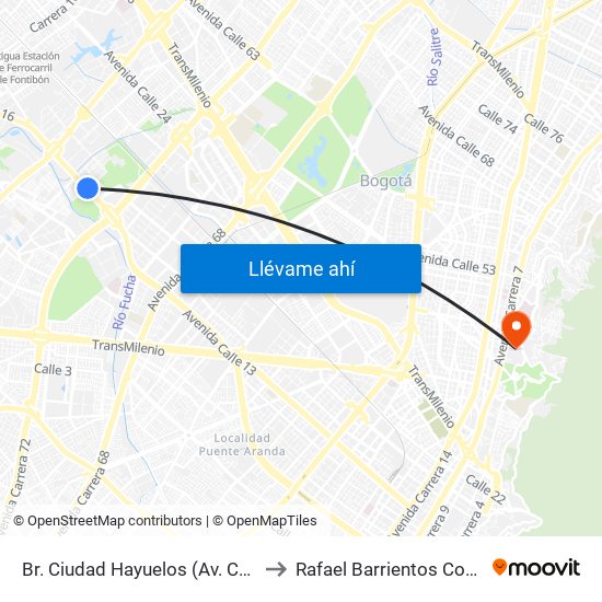 Br. Ciudad Hayuelos (Av. Centenario - Kr 78g) to Rafael Barrientos Conto, Morfologia map