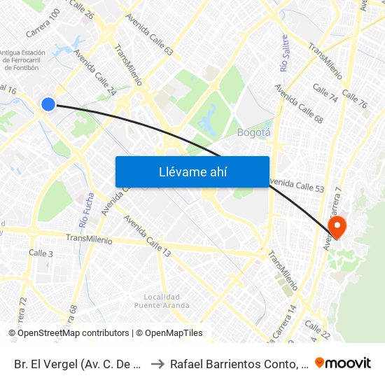 Br. El Vergel (Av. C. De Cali - Cl 18) to Rafael Barrientos Conto, Morfologia map