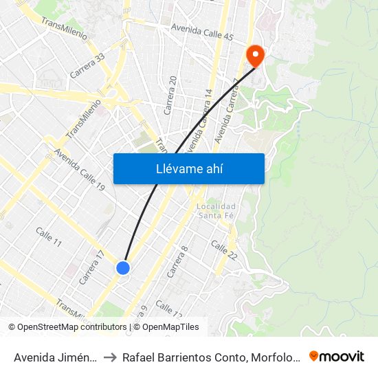 Avenida Jiménez to Rafael Barrientos Conto, Morfologia map