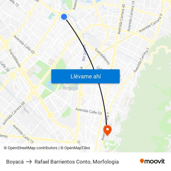 Boyacá to Rafael Barrientos Conto, Morfologia map